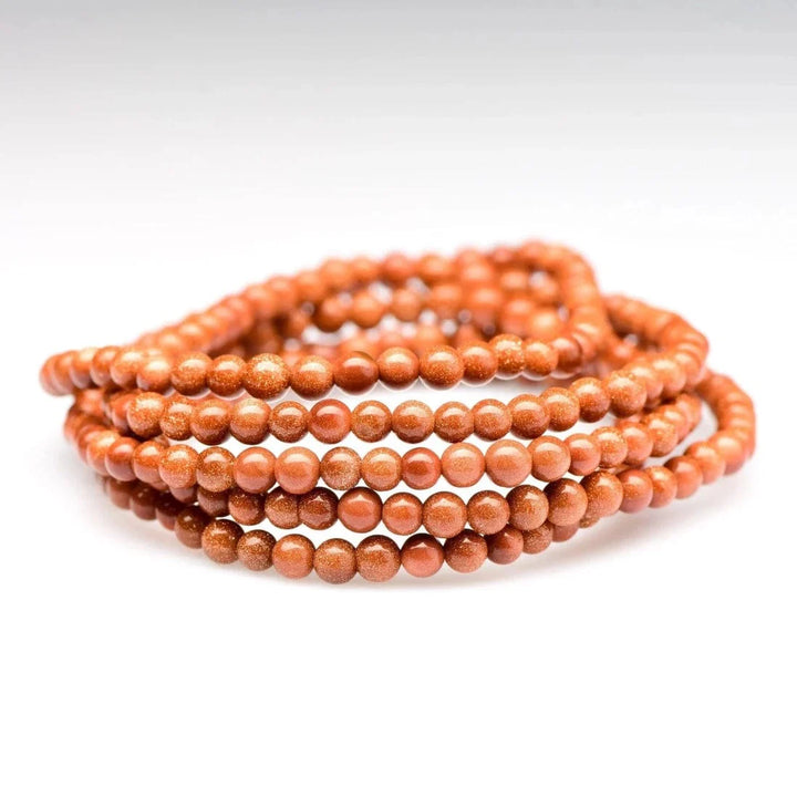 healing crystal jewelry: goldstone beaded bracelet - Small Beads