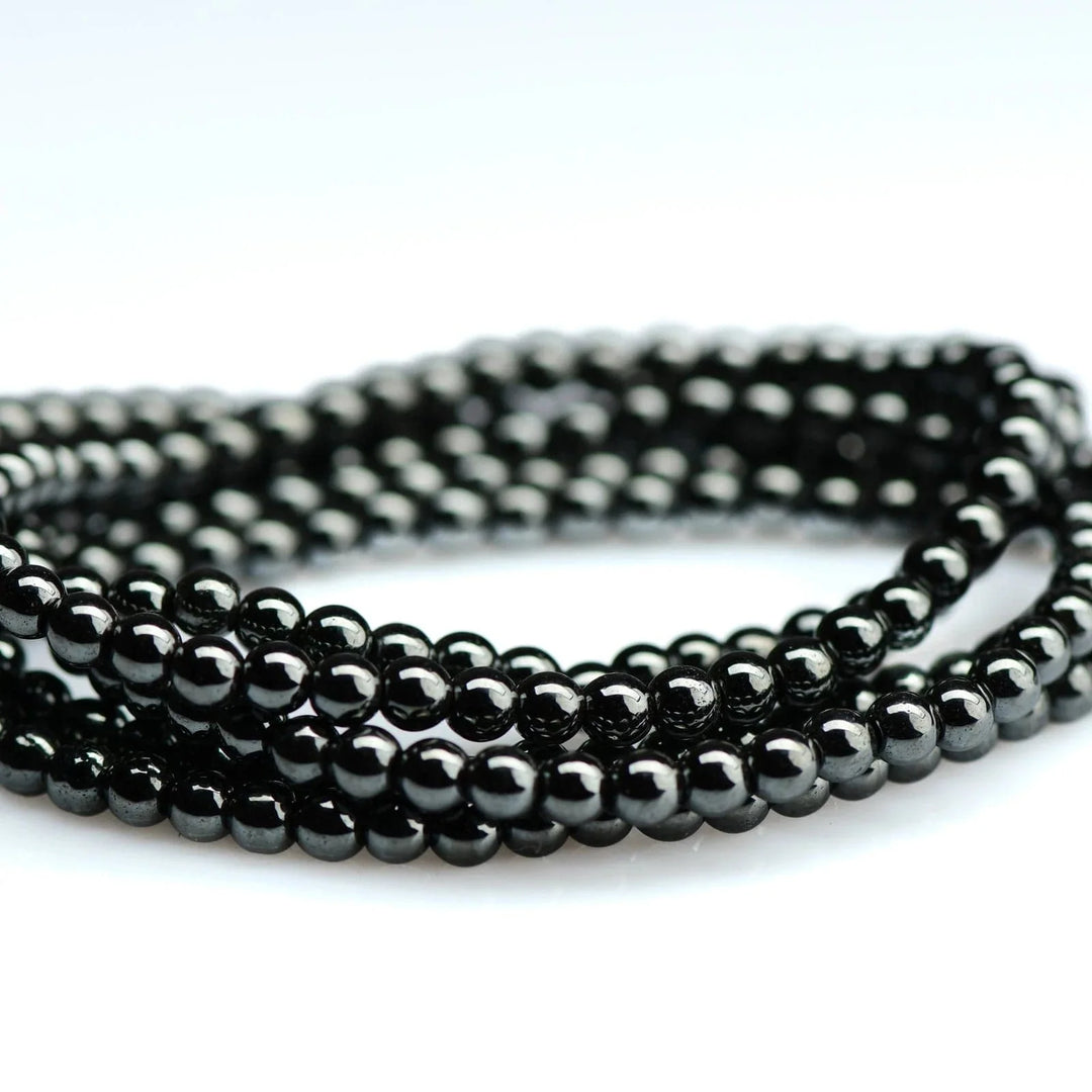 healing crystal jewelry: hematite beaded bracelet - small beads
