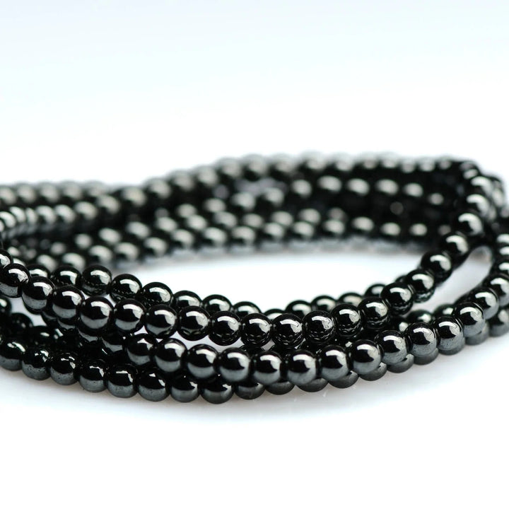 healing crystal jewelry: hematite beaded bracelet - small beads