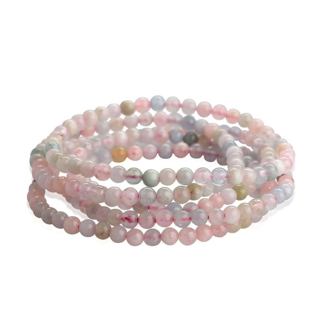 Morganite Beaded Bracelet - Small Beads - Polished