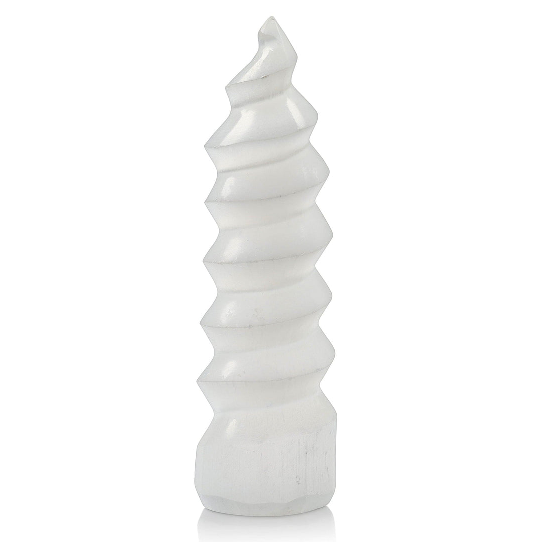 Selenite Unicorn Tower - Polished Crystal Carving