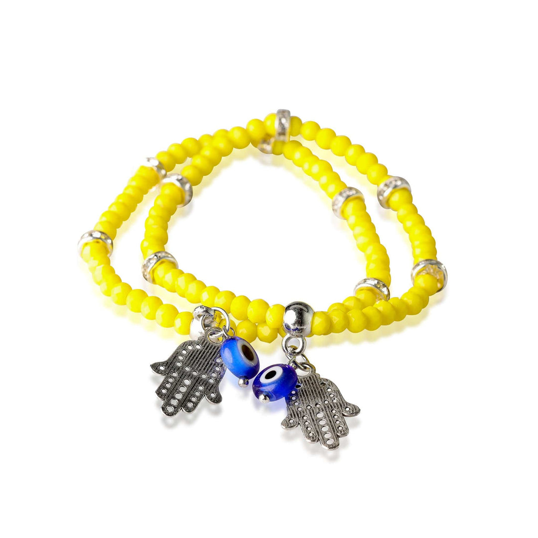 Evil Eye Beaded Bracelet - Hand and Eye Charm