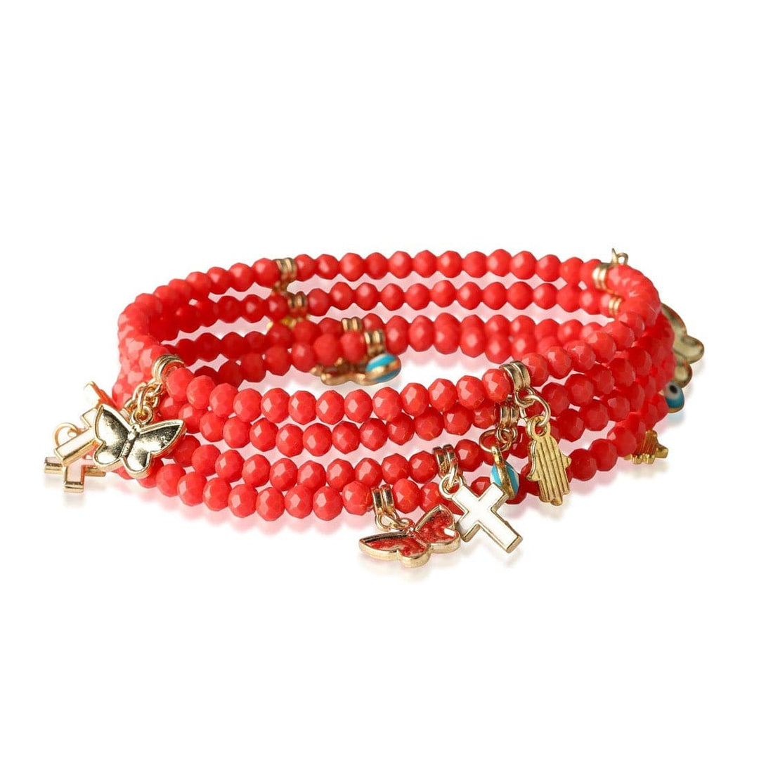 healing crystals: evil eye beaded bracelet - Faceted Beads