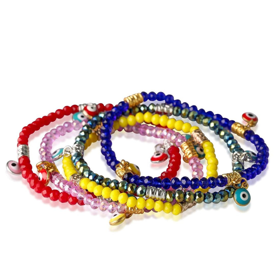 healing crystals: evil eye beaded bracelet