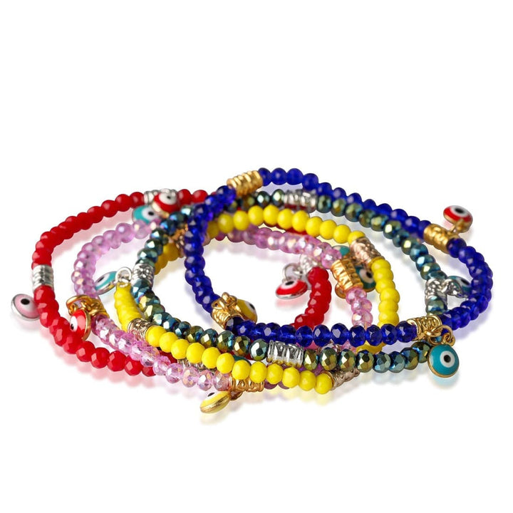 healing crystals: evil eye beaded bracelet