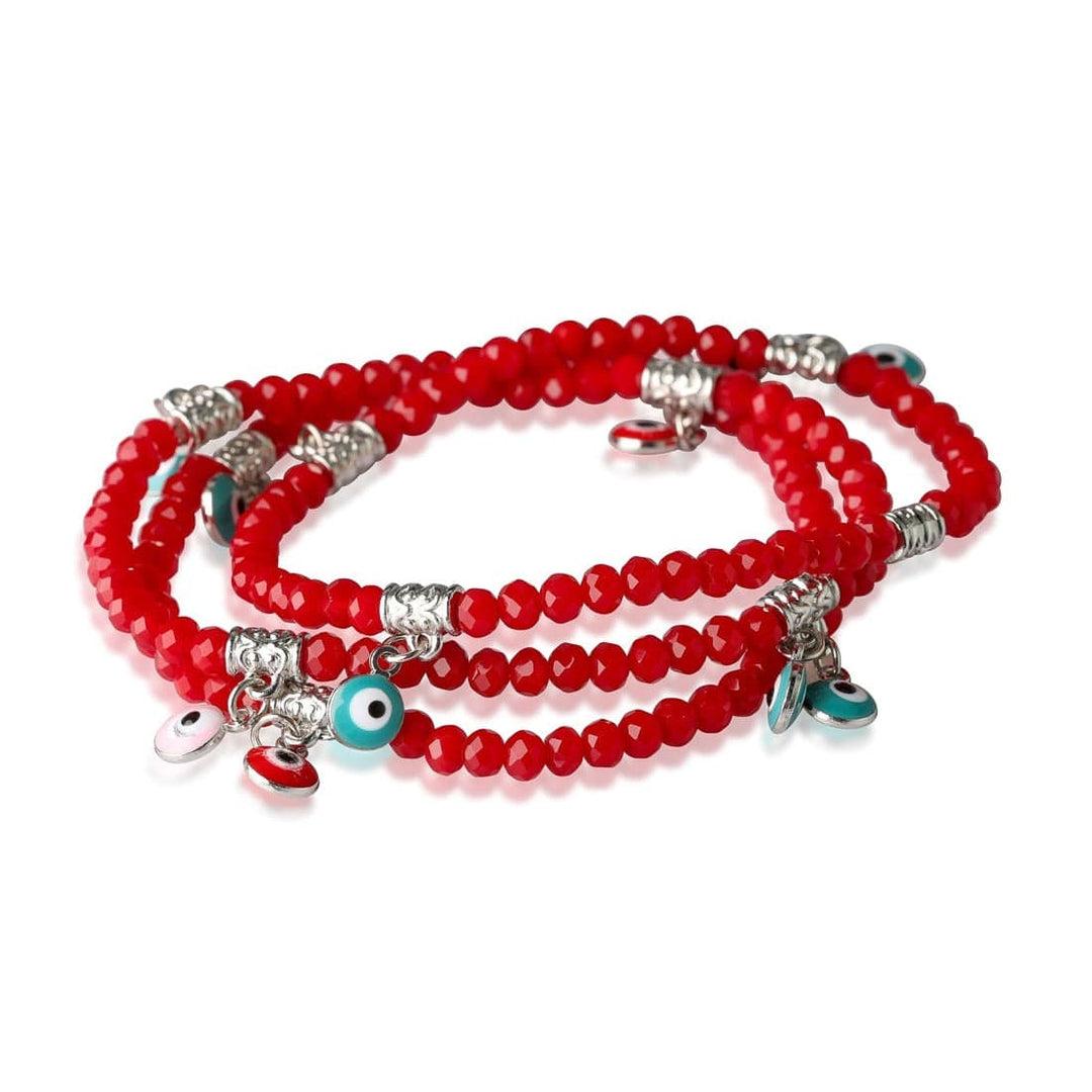 healing crystal jewelry: evil eye beaded bracelet