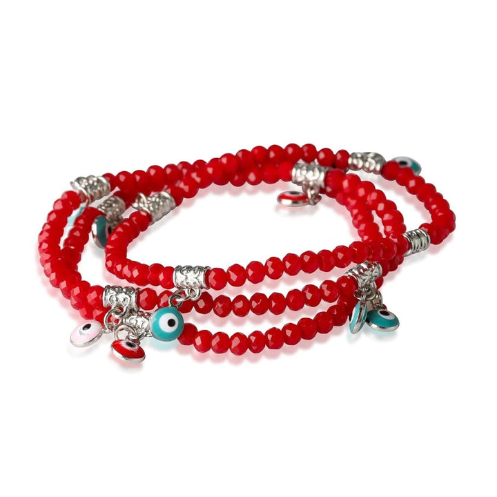 healing crystal jewelry: evil eye beaded bracelet