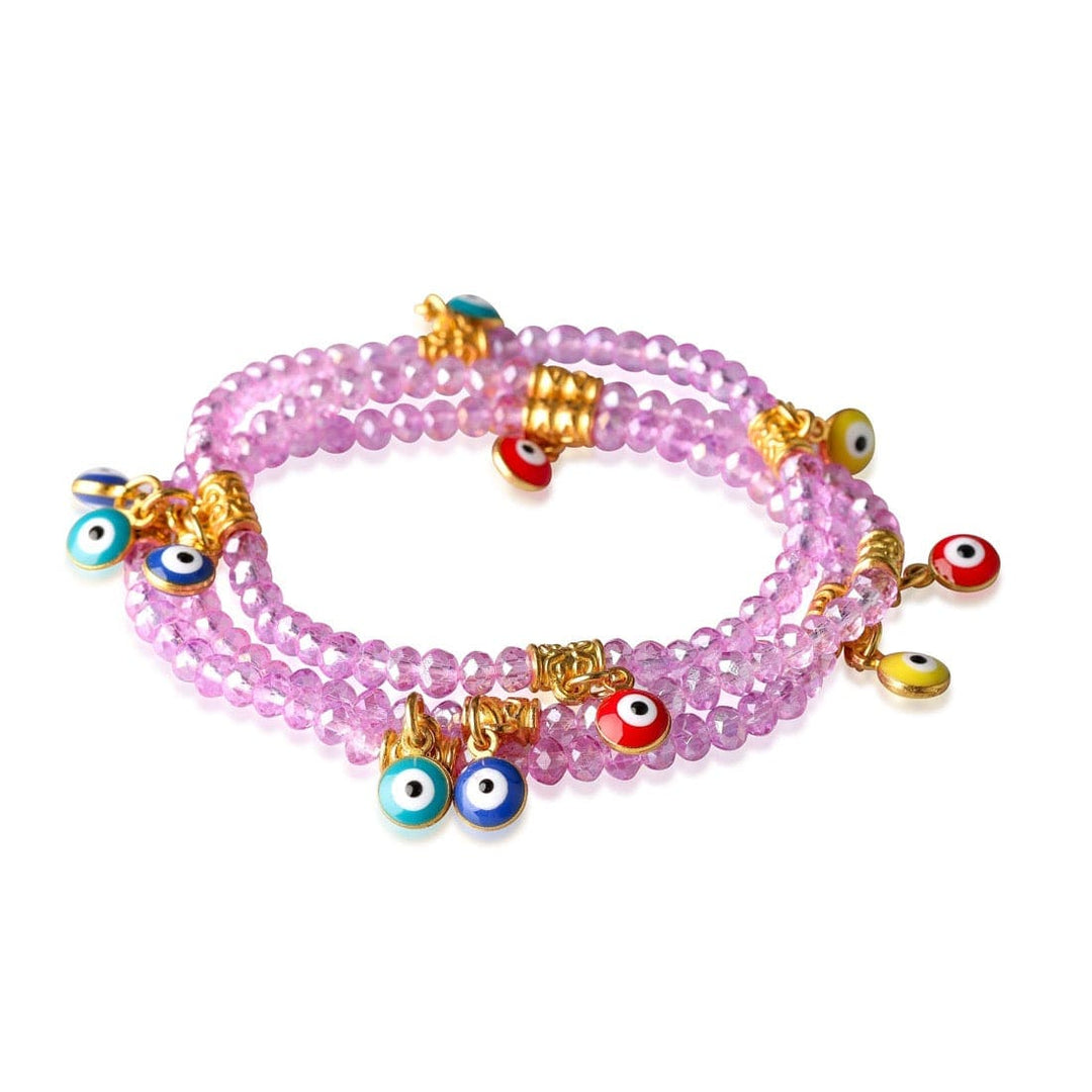 healing crystal jewelry: evil eye beaded bracelet