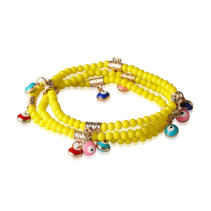 healing crystal jewelry: evil eye beaded bracelet