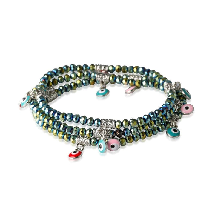 healing crystals: evil eye beaded bracelet