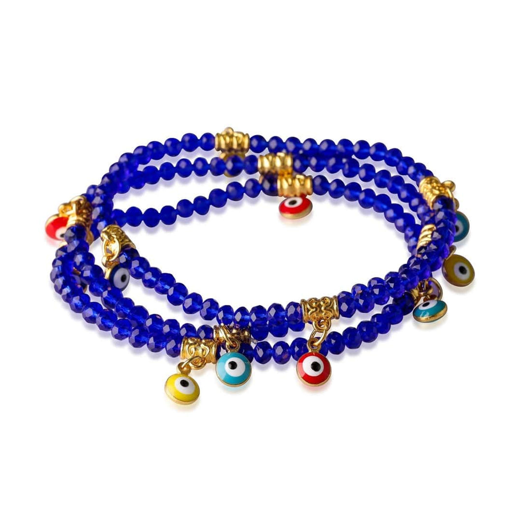 healing crystals: evil eye beaded bracelet