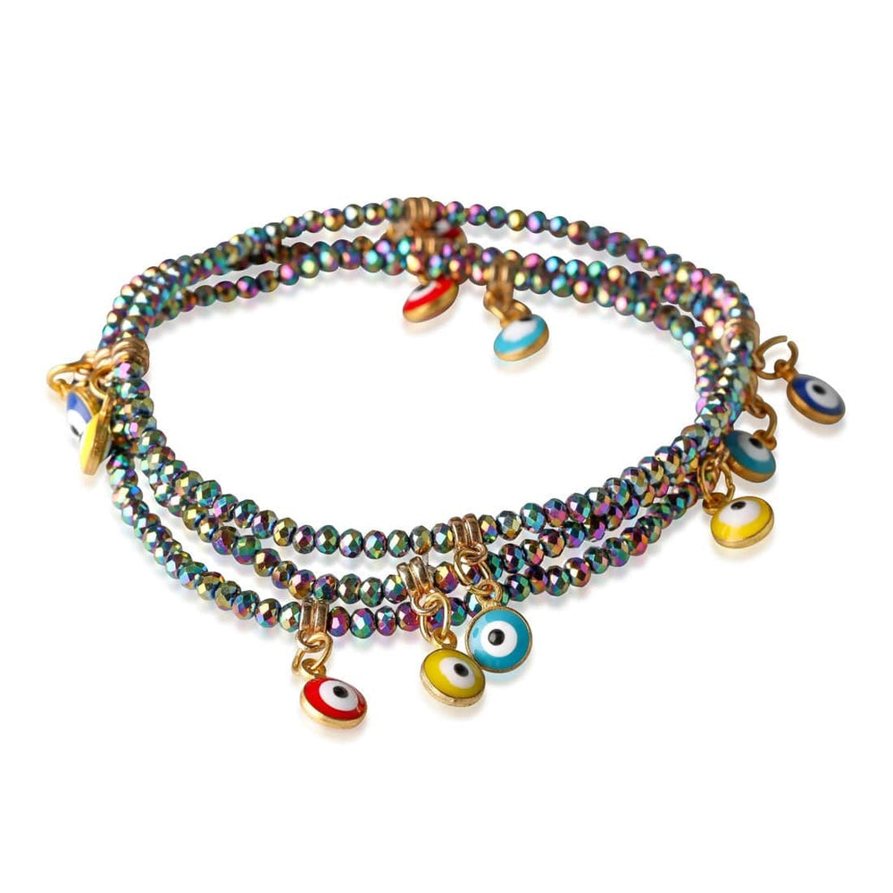 healing crystals: evil eye beaded bracelet
