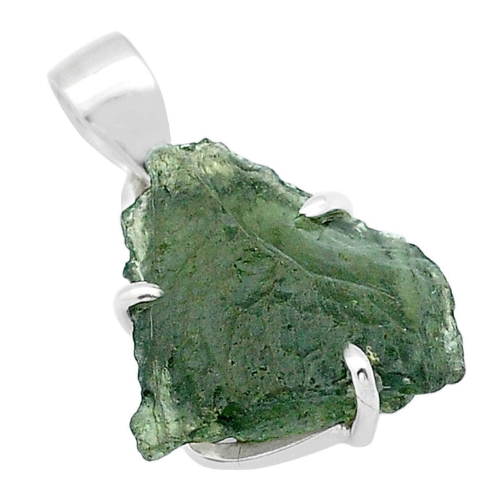Moldavite Rough Sterling Silver Pendant