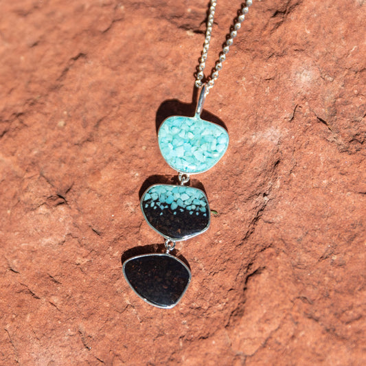 Triple Drop Turquoise and Cathedral Rock Charged Necklace