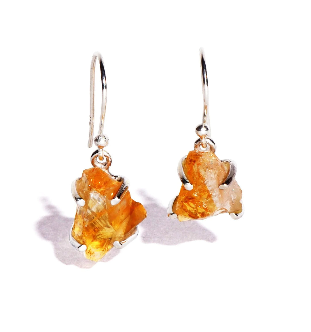 Citrine Raw Sterling Silver Earrings