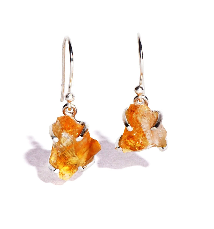 Citrine Raw Sterling Silver Earrings