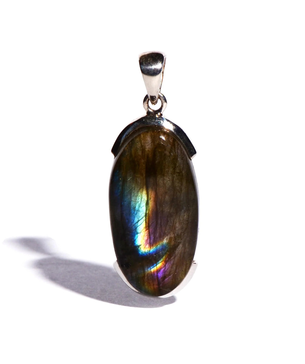 Labradorite Sterling Silver Pendant - Oval - Polished