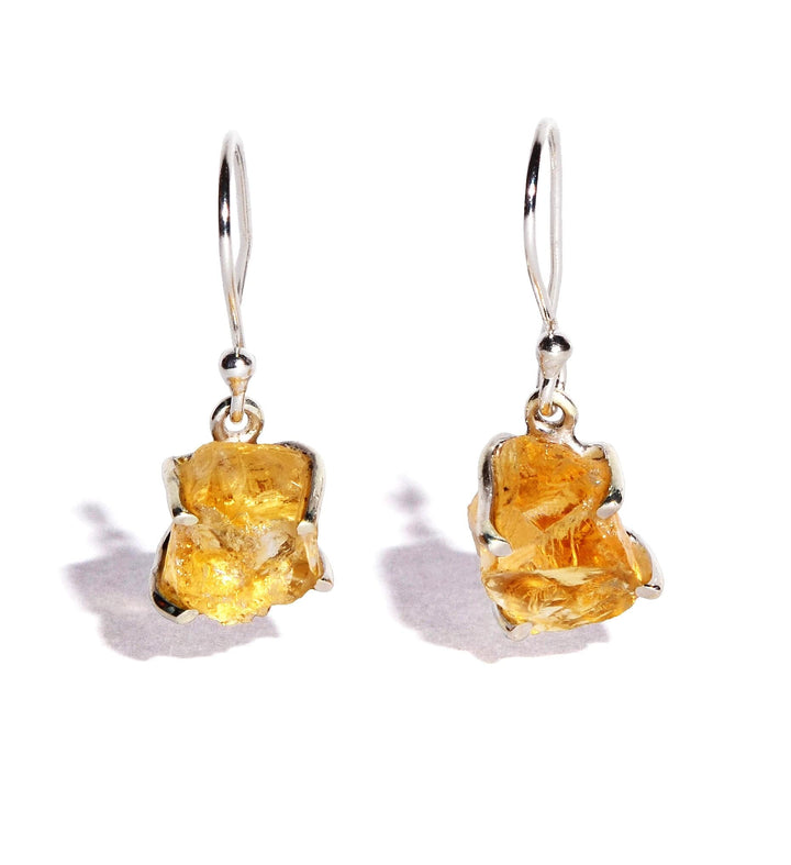 Citrine Raw Sterling Silver Earrings
