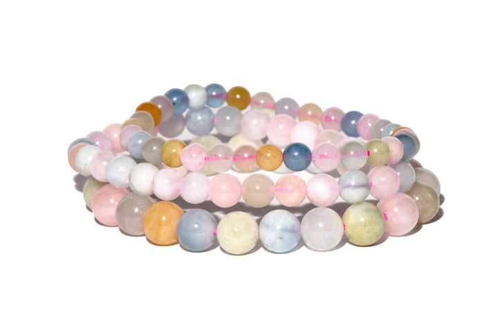 Morganite Beaded Bracelet - Small Beads - Polished