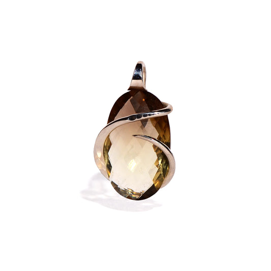 Smoky Citrine Sterling Silver Cranston Pendant - Faceted Oval Crystal