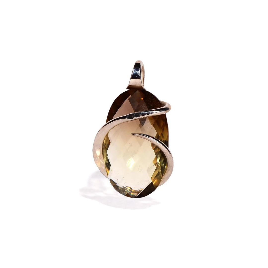 Smoky Citrine Sterling Silver Cranston Pendant - Faceted Oval Crystal