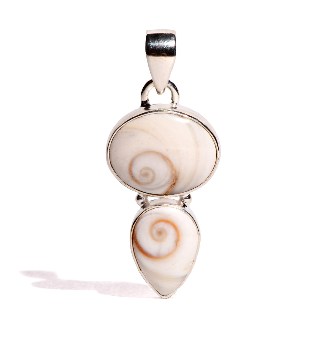 Shiva Shell Sterling Silver Pendant - Oval - Teardrop
