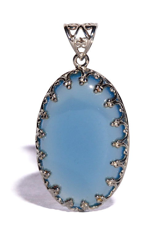 Chalcedony Sterling Silver Pendant - Oval