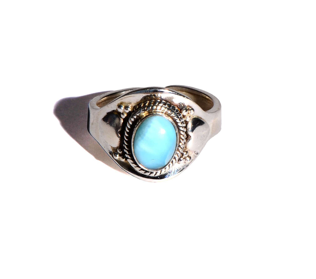 Larimar Adjustable Sterling Silver Ring