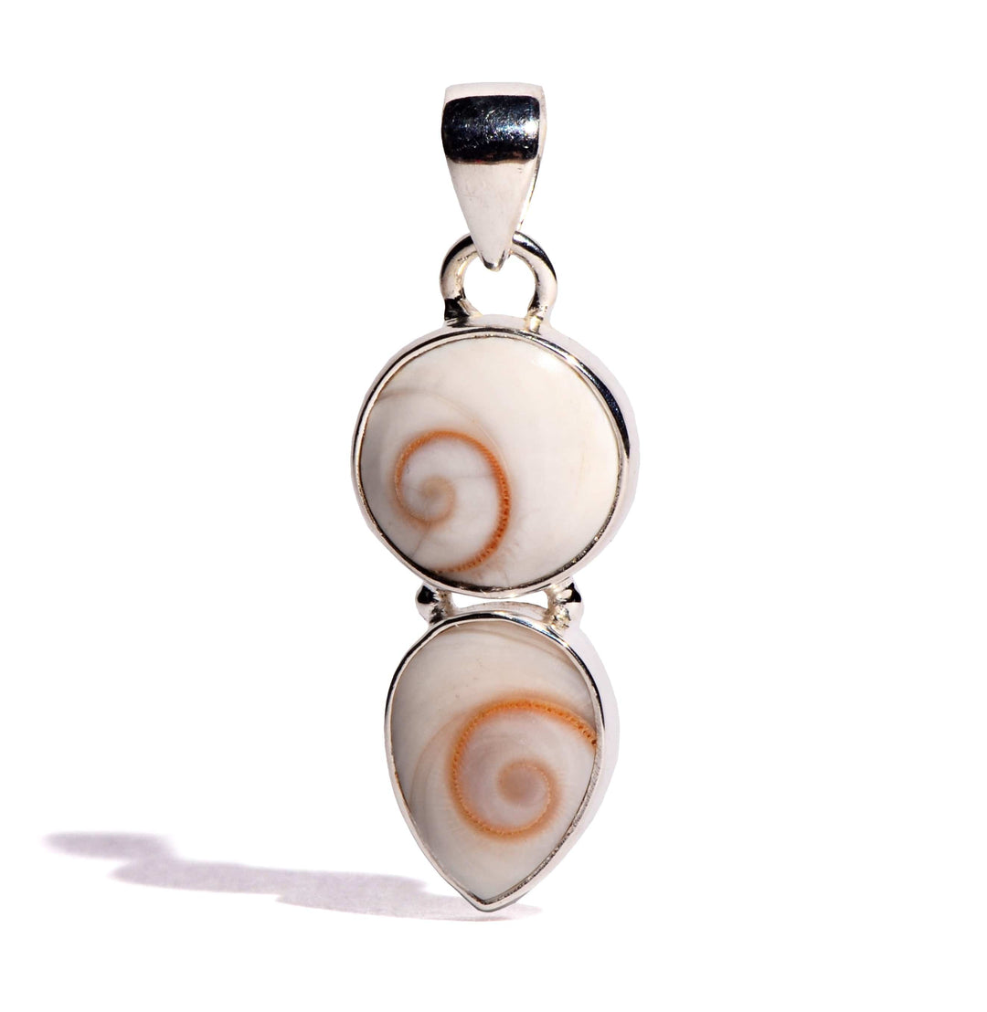 Shiva Shell Sterling Silver Pendant - Round - Teardrop