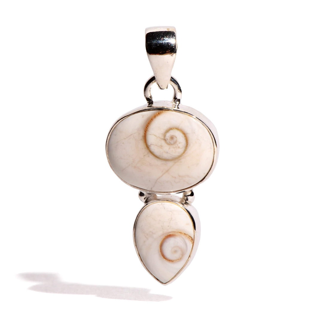 Shiva Shell Sterling Silver Pendant - Oval - Teardrop