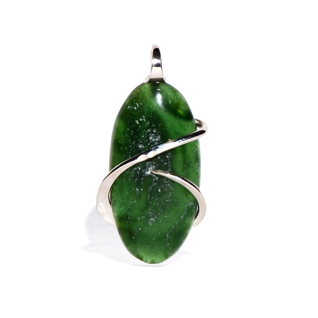 Jade Sterling Silver Cranston Pendant - Oval Crystal