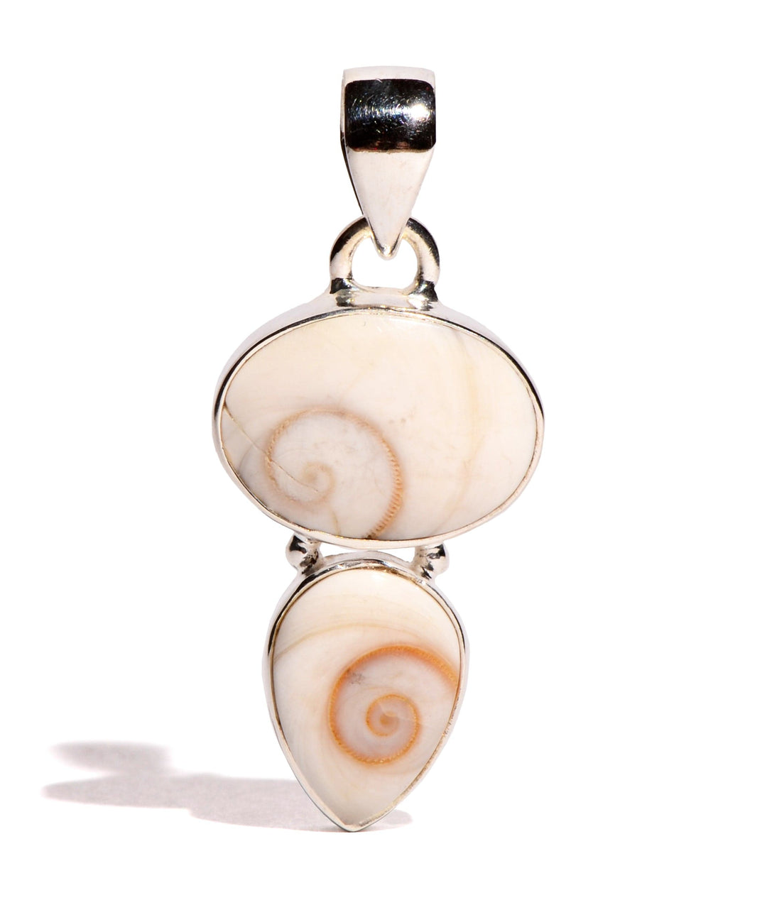 Shiva Shell Sterling Silver Pendant - Oval - Teardrop