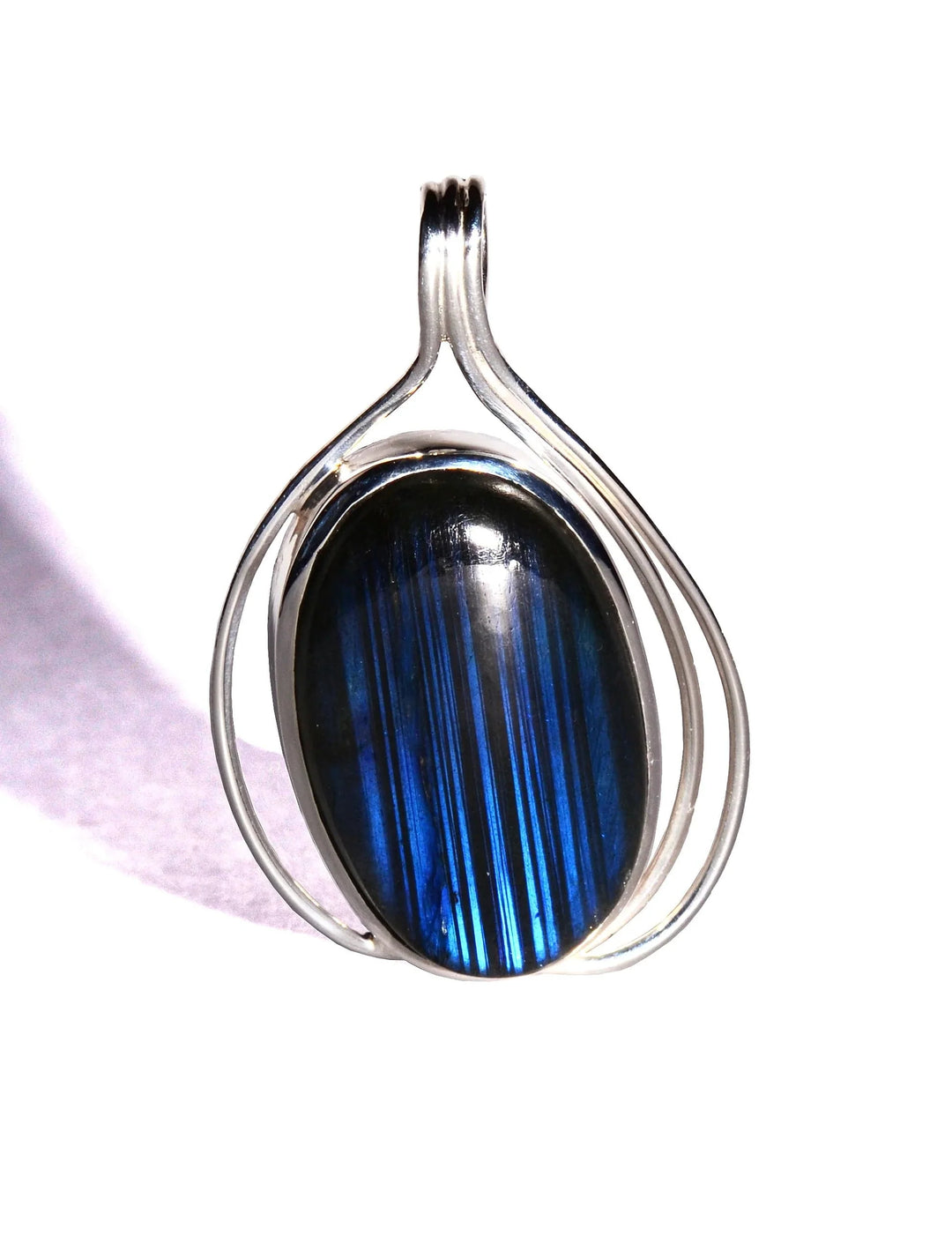Labradorite Sterling Silver Pendant - Oval - Polished