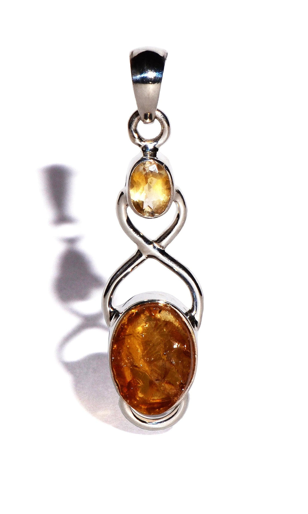 Citrine Raw with Faceted Citrine Sterling Silver Pendant