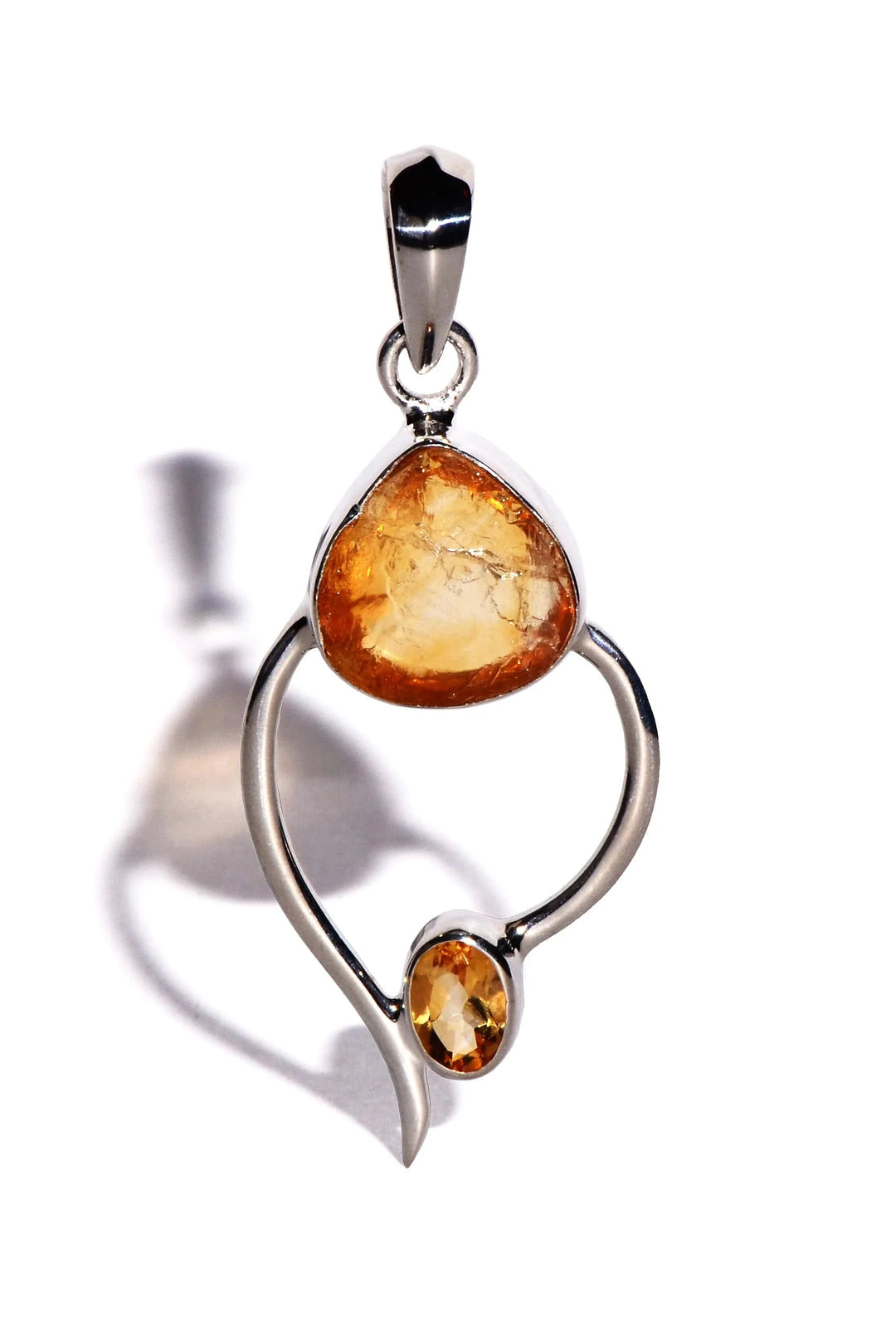 Citrine Raw with Faceted Citrine Sterling Silver Pendant