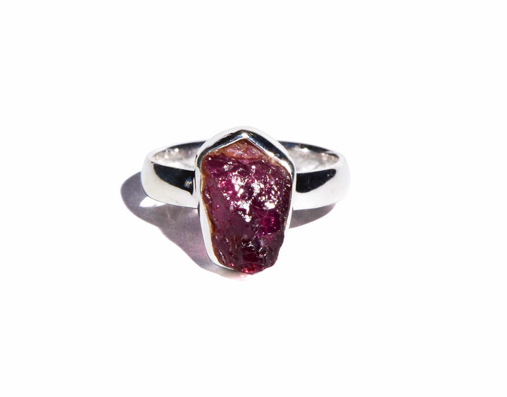 Pink Tourmaline Rough Sterling Silver Ring - Rough Crystal