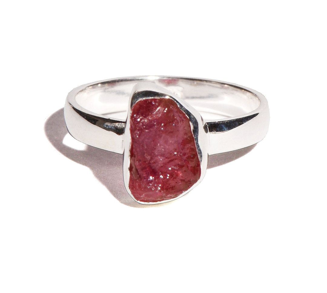 Pink Tourmaline Rough Sterling Silver Ring - Rough Crystal