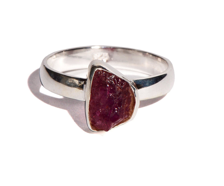 Pink Tourmaline Rough Sterling Silver Ring - Rough Crystal