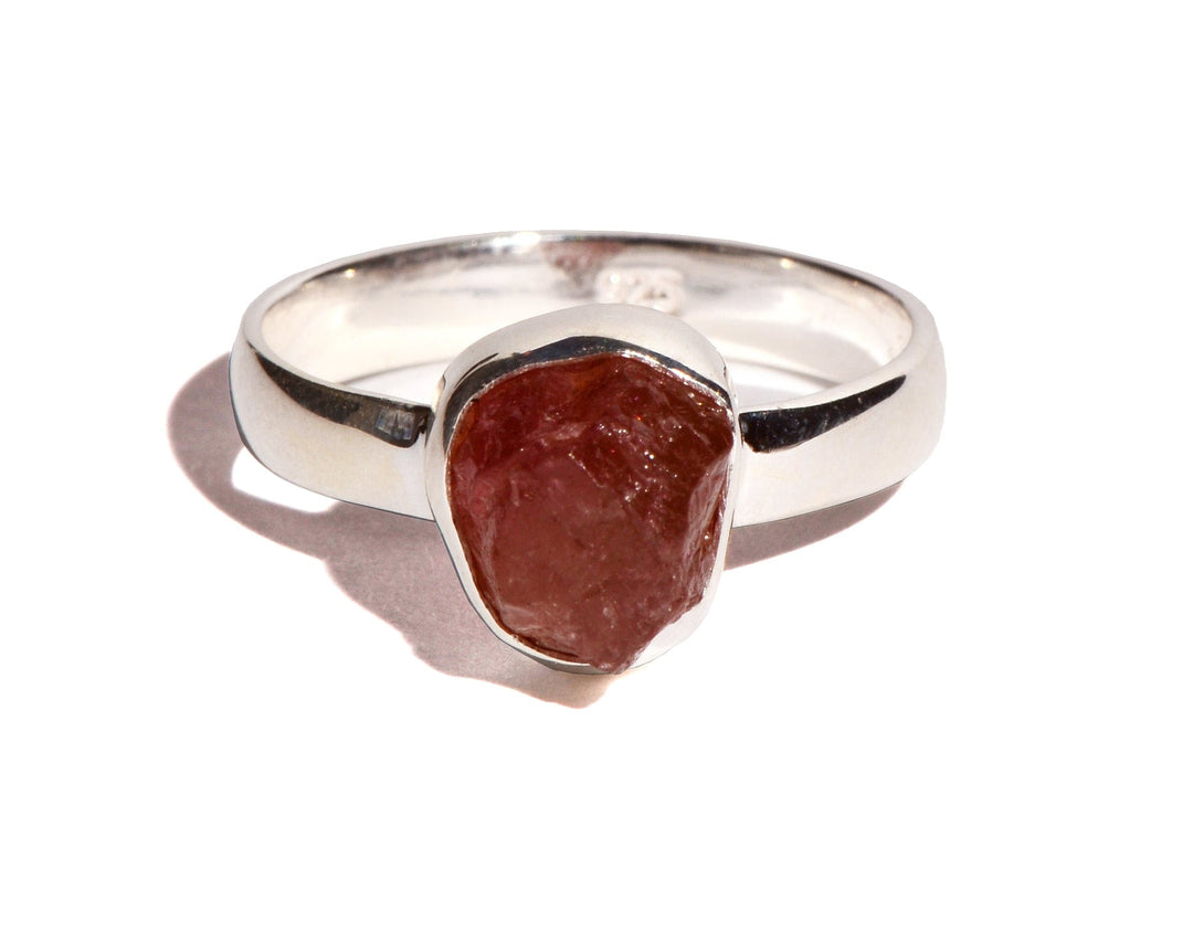 Pink Tourmaline Rough Sterling Silver Ring - Rough Crystal