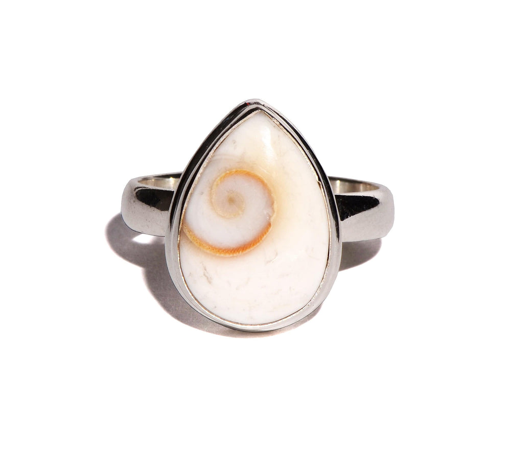 Shiva Shell Sterling Silver Ring - Teardrop
