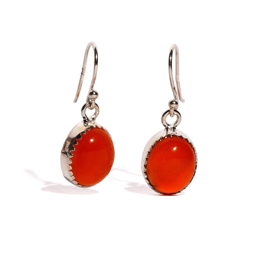 Carnelian Sterling Silver Earrings - Oval
