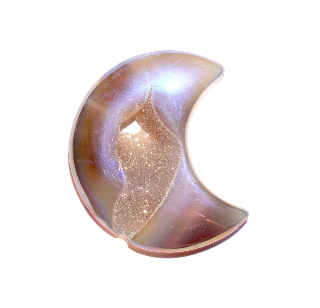 Drusy Angel Aura Agate Moon - Crystal Carving