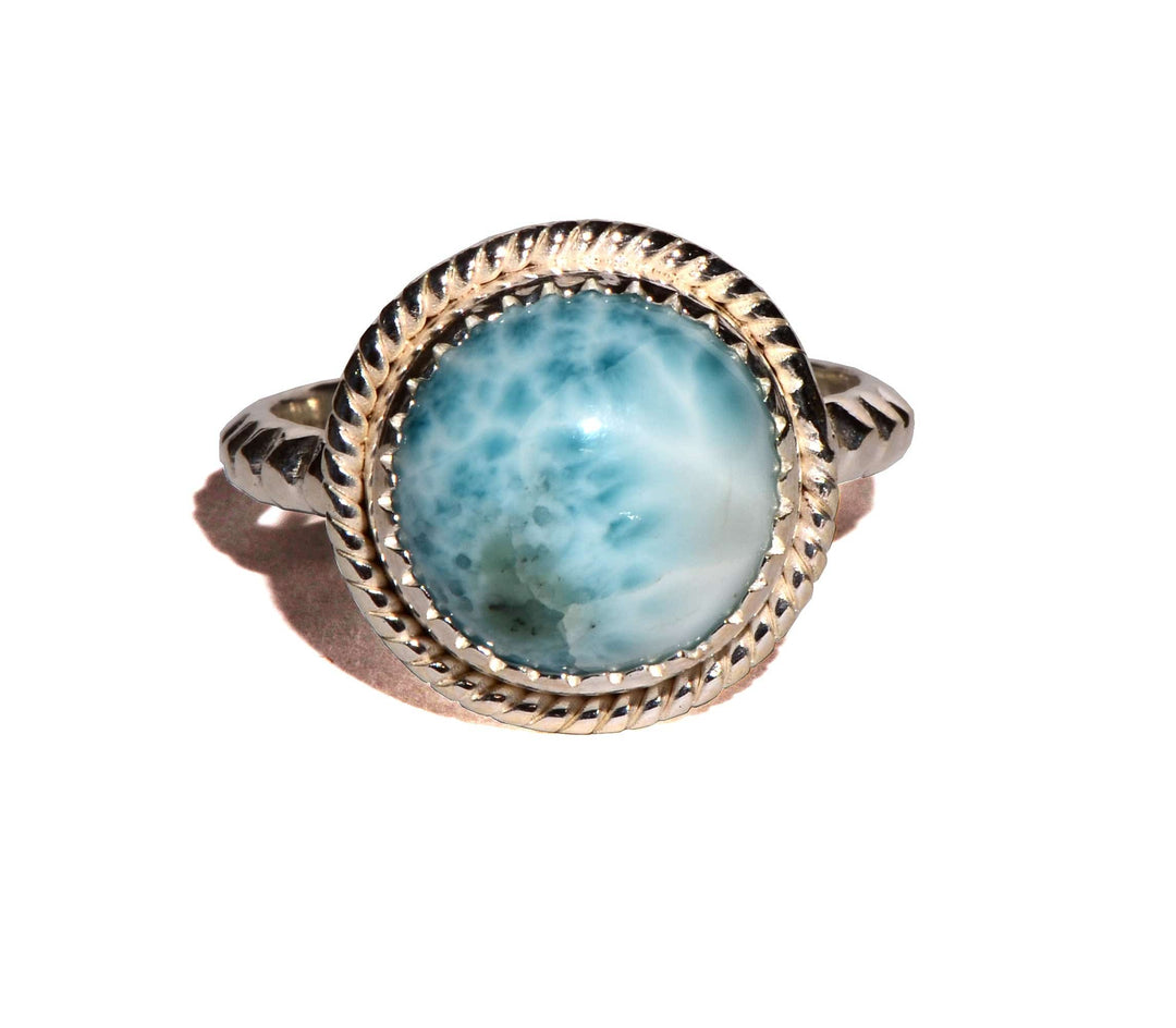 Larimar Sterling Silver Ring - Round