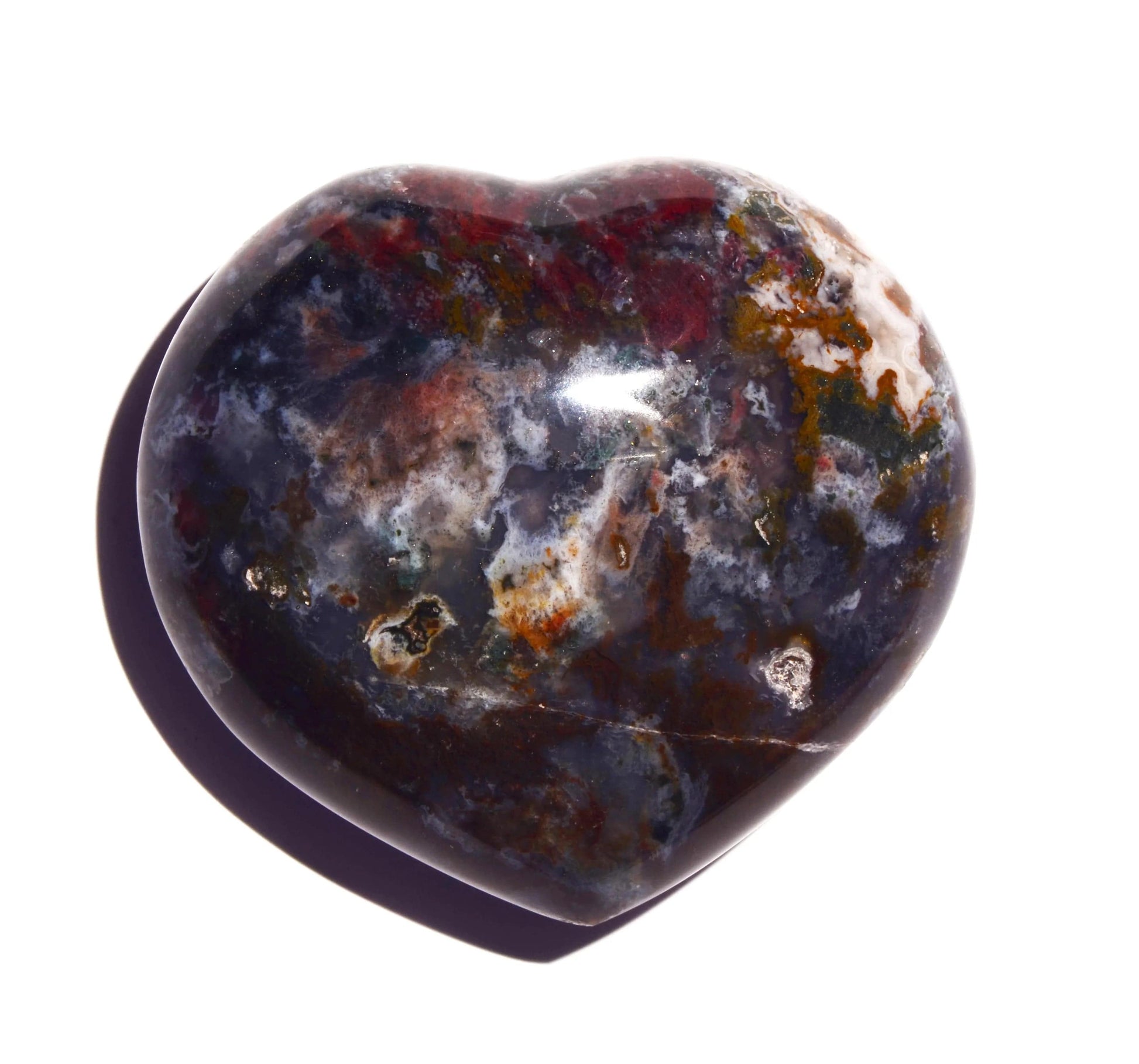 Ocean Jasper Heart - Carved Crystal - Polished