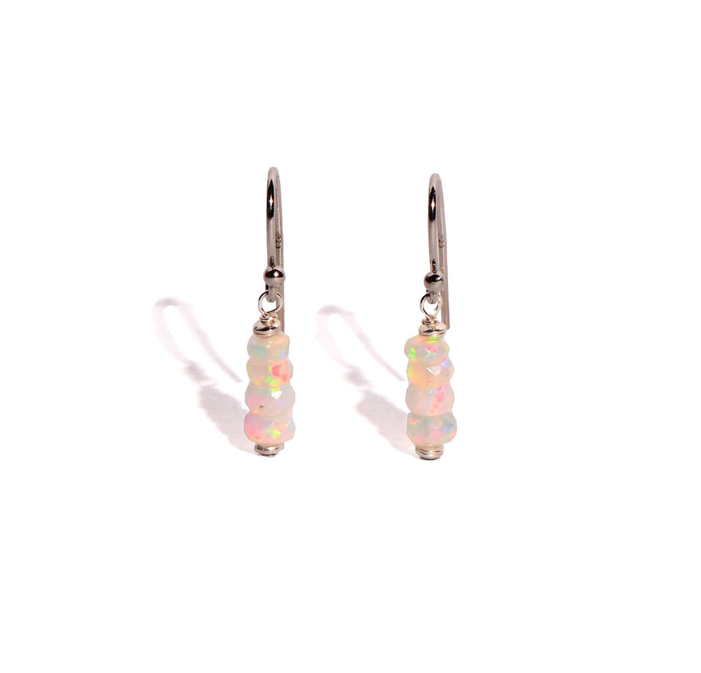Opal Sterling Silver Faceted Earrings
