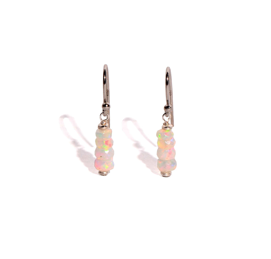 Opal Sterling Silver Faceted Earrings