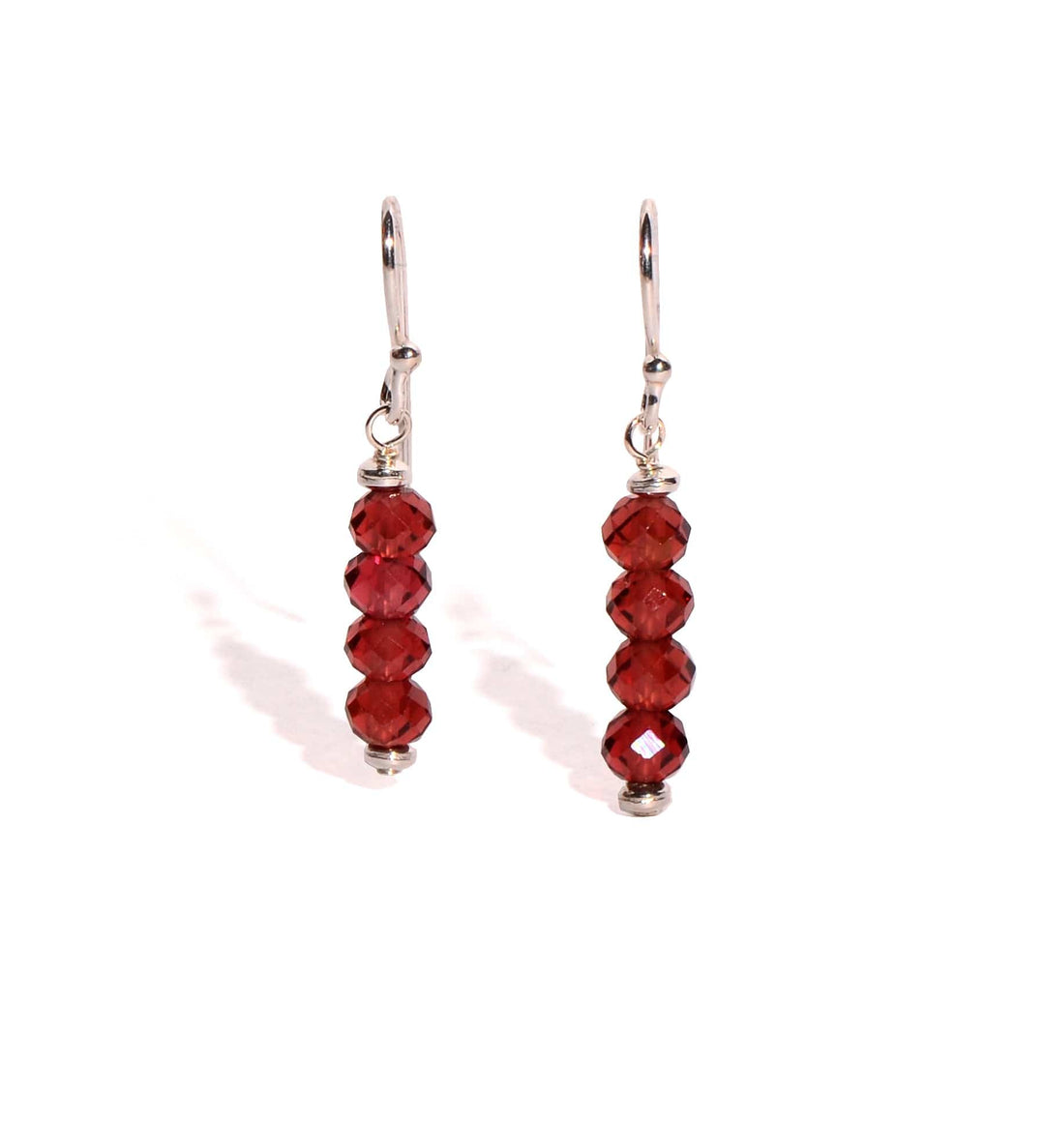 Garnet Sterling Silver Earrings - Faceted Crystals