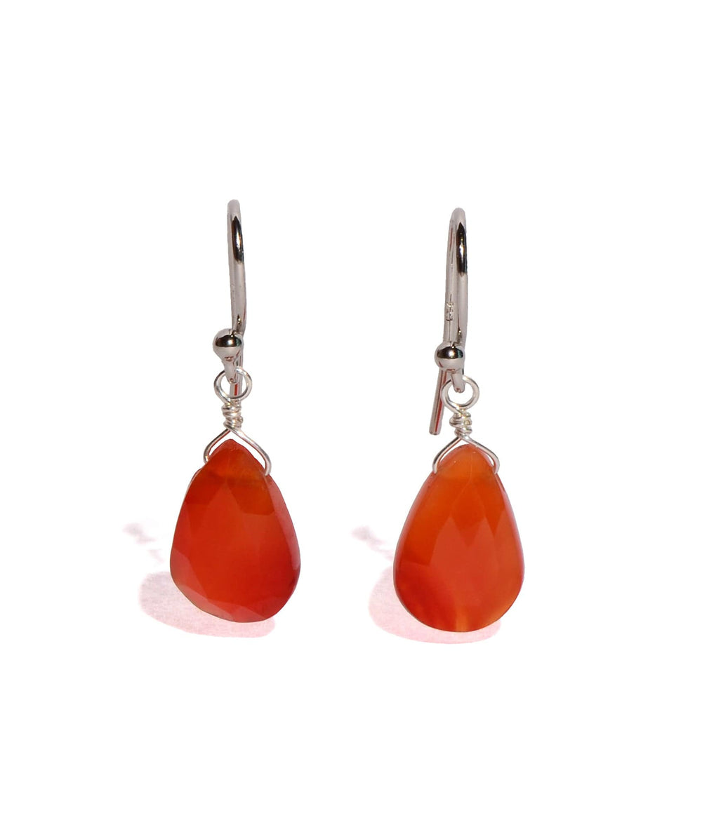 Carnelian Sterling Silver Earrings - Faceted - Teardrop