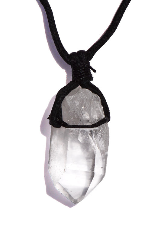Clear Quartz Drilled Pendant with Cord