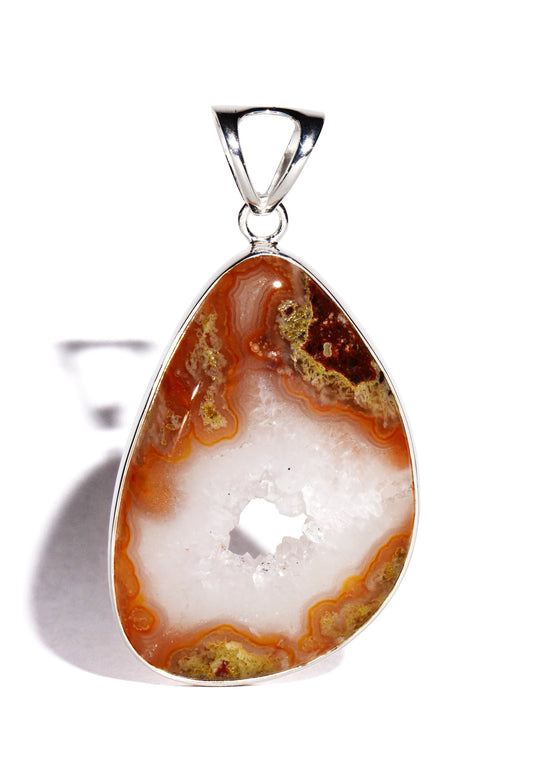 Drusy Agate Sterling Silver Pendant - Free Form